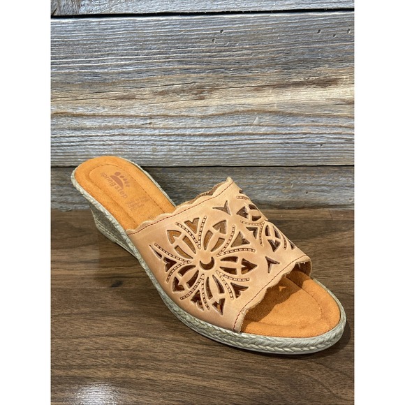 Spring Step Women's Orange Leather Uppers Slide Sandals Size 40 US Size 7 Italy - Picture 1 of 14